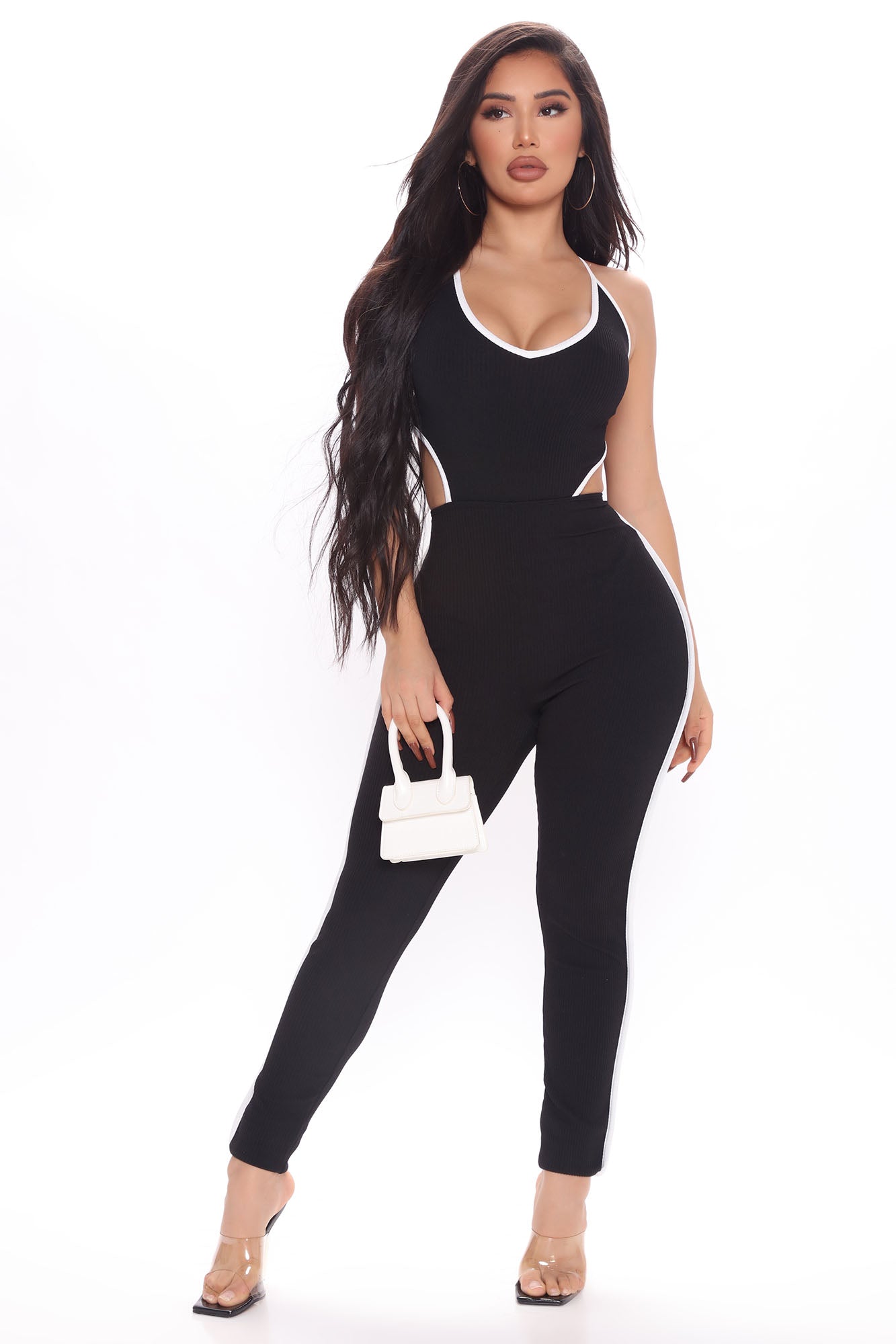 Game Time Sleeveless Jumpsuit - Black/White Online Hot Sale