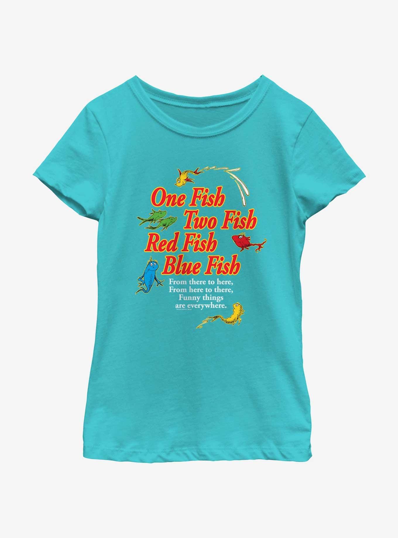 Dr. Seuss's One Fish, Two Fish, Red Fish, Blue Fish Funny Things Are Everywhere Youth Girls T-Shirt Online Sale