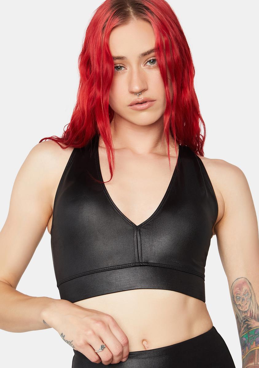 Melting Hearts Vegan Leather Sports Bra Flash Sale
