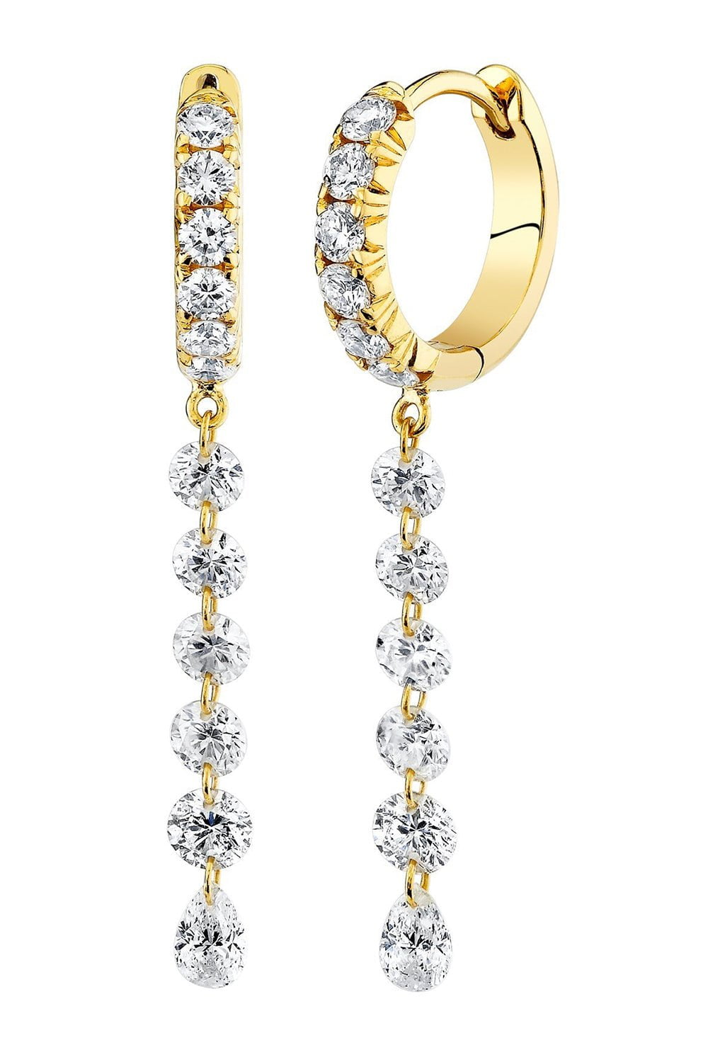 Medium Diamond Dangle Hoop Earrings Online Sale
