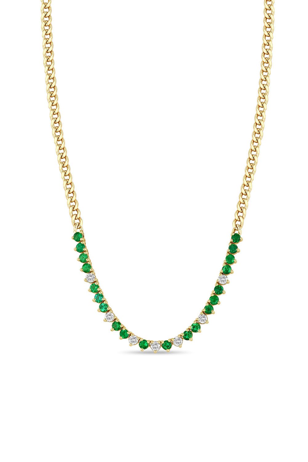 Small Segment Tennis Curb Chain Necklace